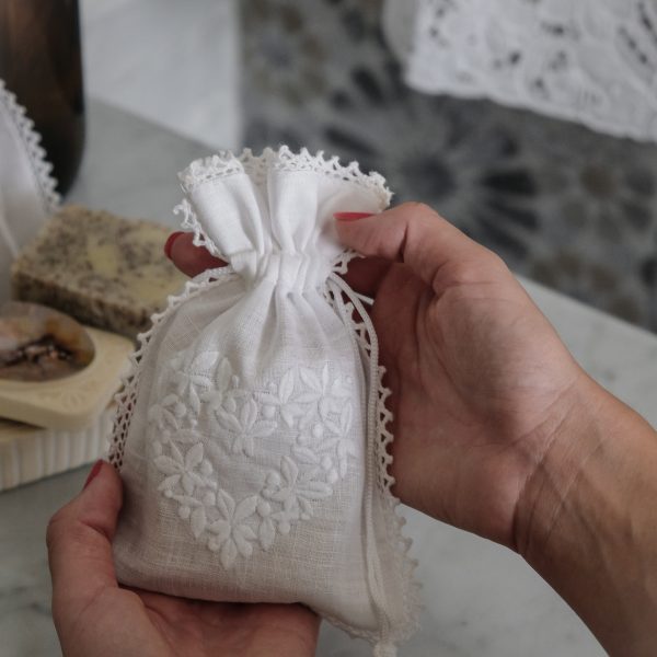 Olive Oil Soap & embroidered linen bag