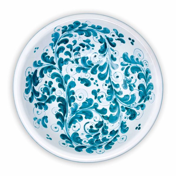 Hand-Painted Ceramic Green Bowl, Medium - 20 cm (7.87 inch)